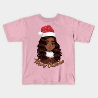 Black Girl Santa, Black Mrs Santa Claus, African American Santa, Merry Christmas Kids T-Shirt